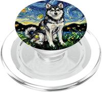 Alaskan Klee Kai Notte stellata Cute Dog Lover Opera d'arte PopSockets PopGrip per MagSafe
