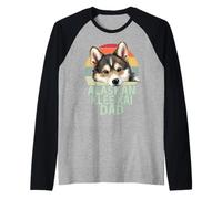 Alaskan Klee Kai papà Cane Retro Vintage I Miei Cani Sono Il Mio Cardio Maglia con Maniche Raglan