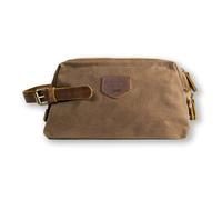 Alaskan MAKER - Astuccio da toilette K2 in tela waxea - 2,5 L - Apertura ampia con archetto - Fodera 100% impermeabile - Tasche portaoggetti - Manico in pelle regolabile - Formato pratico per i viaggi