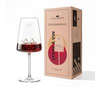 Alaskan MAKER Bicchiere da vino 400 ml - Vetro borosilicato di alta qualità soffiato bocca con montagna in rilievo 3D sul fondo | Scatola rigida in cartone premium magnetica | TOPOGRAPHIC (Tre Cime di