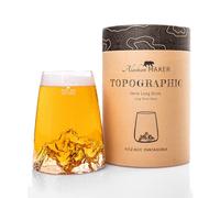Alaskan MAKER Vetro lungo 450 ml - Vetro di cristallo di alta qualità soffiato artigianalmente con montagne in rilievo | Cocktail, birra o soft TOPOGRAPHIC (Fitz Roy)