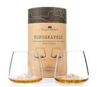 Alaskan MAKER Bicchieri da whisky 350 ml (confezione da 2) | Cristallo di alta qualità soffiato a mano con rilievo montano | Forma tulipano | Distillati TOPOGRAPHIC (Everest & Monte Bianco)