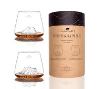 Alaskan MAKER bicchieri da whisky 350 ml (set da 2) in vetro cristallino di qualità superiore, soffiati artigianalmente, con montagne in rilievo | Forma a tulipano | TOPOGRAPHIC (Montagne Austriache)
