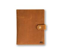 Alaskan MAKER - Custodia per carte di credito grigia in pelle pieno fiore - Archiviazione documenti auto e carte - Protezione RFID - Chiusura sicura con bottone a pressione - Formato compatto e
