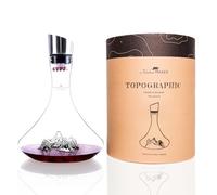 Alaskan MAKER Decanter vino 1,8 l - Cristallo di alta qualità soffiato a mano con rilievo montano | Tappo 3 in 1 (filtro, aeratore e beccuccio) (Aiguille du Midi)