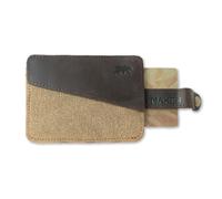 Alaskan MAKER - Portafoglio Compatto in Pelle Pieno Fiore e Cotone Spessore - Conservazione Carte e Biglietti - Protezione RFID Anti-Pirateria - Fino a 10 Carte - Sistema Pull-Out in Pelle, beige,