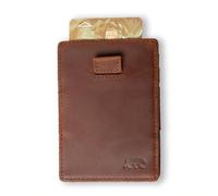 Alaskan MAKER - Portafoglio compatto in pelle pieno fiore - Magico per carte e banconote - Protezione RFID anti-pirateria - Fino a 16 carte - Sistema Pull-Out., marrone, H10,5cm x L7,5cm, Piccolo