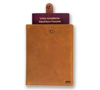 Alaskan MAKER - Protezione passaporto in pelle pieno fiore - Conservazione passaporto, carte e documenti - Protezione RFID - Pratica chiusura pull-out - Finiture topographic - Compatto e resistente,