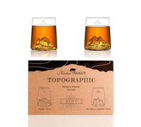 Alaskan MAKER Set di 2 bicchieri da liquore, 6,5 cl - Bicchieri di cristallo di alta qualità, soffiati a mano, con montagne in rilievo | Forma a tulipano | TOPOGRAFICO (Tofane e Tre Cime di Lavaredo)