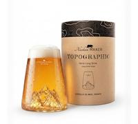 Alaskan MAKER Topographic Bicchiere in Vetro Borosilicato, 450 ml, con Rilievo Montagne Aiguille Du Midi, per Cocktail, Birra e Bevande
