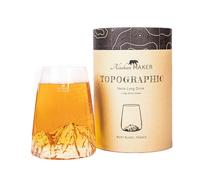 Alaskan MAKER Vetro lungo 450 ml - Vetro di cristallo di alta qualità soffiato artigianalmente con montagne in rilievo | Cocktail, birra o soft TOPOGRAPHIC (Monte Bianco)