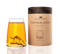 Alaskan MAKER Vetro lungo 450 ml - Borosilicato di alta qualità soffiato artigianalmente con montagne in rilievo | Cocktail, birra o soft Topographic (Tofane)