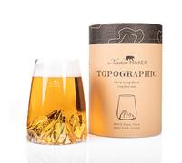 Alaskan MAKER Vetro lungo 450 ml - Vetro di cristallo di alta qualità soffiato artigianalmente con montagne in rilievo | Cocktail, birra o soft TOPOGRAPHIC (Monte Rosa)