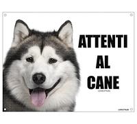 ALASKAN MALAMUTE attenti al cane mod 2 TARGA cartello IN METALLO (20X30)