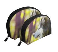 Alaskan Malamute Bokeh Animali Cani Carini, Borsa per trucco a conchiglia Portamonete da donna Borsa da toilette piccola Borsa per cosmetici 2 pezzi