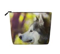 Alaskan Malamute Bokeh Animali Domestici Cani Carini, Borsa per cosmetici in lino sintetico Borsa per trucco Borsa da viaggio portatile