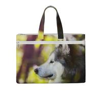 Alaskan Malamute Bokeh Animali Domestici Cani Carini,Borsa portadocumenti in tela con cerniera, borsa a mano, valigetta per scuola e ufficio