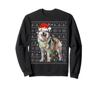 Alaskan Malamute Dog Santa Hat Christmas Lighting Ugly Xmas Felpa
