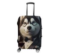 Alaskan Malamute in Smoking Poster_ Pet_ Alaskan Malamute in Suit Print_ Alaskan Malamute Ritratto _ Poster del soggiorno del cane _ Divertente stampa husky -1_3 Custodia per bagagli, Stile:, S(19