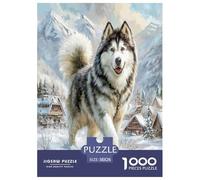 Alaskan Malamute Jigsaw Puzzle Impossibili 1000Pcs Animali fedeli Decorazione Per La Casa. Giochi Rilassamento E Intelligence Per Adulti E Ragazzi Da 14 Anni 38x26cm/1000pcs