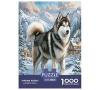 Alaskan Malamute Jigsaw Puzzle Impossible 1000 Pezzi Animali fedeli Decorazione Per La Casa. Giochi Rilassamento E Intelligence Per Adulti E Bambini Da 12 Anni 38x26cm/1000pcs