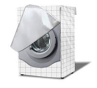 AlaSou Coprilavatrice da Esterno Copertura Impermeabile, Telo Proteggi Lavatrice Coprilavatrice Carica Frontale Impermeabile con Cerniera Pre-Windows Design(L,White Lattice)
