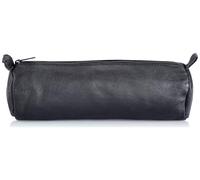 Alassio 43031 Pencil Case Real Leather Black Pencil Case Approx. 21 x 6 cm Round