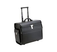 Alassio 45033 Mondo - Valigetta da pilota in Finta pelle resistente, ca. 46 x 38 x 22 cm, colore: Nero