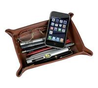 Alassio 52005 - Portautensili in pelle, ripiano in cognac - marrone, ciotola ca. 16 x 10 x 4 cm, vaschetta per piccoli oggetti, guscio in pelle come vano per scrivania e console