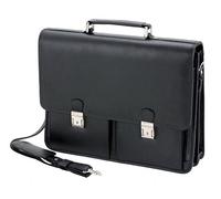 ALASSIO Custodia per laptop con tracolla rimovibile ca. 35 x 24 x 4,5 cm 3 scomparti principali, diverse tasche più piccole Nero Pelle