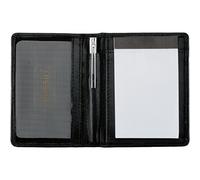 Alassio Notepad Etui Monza taccuino in Vera Pelle Nero, 7,5 cm x 11 cm, Scomparto a Rete per Biglietti da Visita, Blocco Note, Penna a Sfera