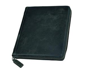 Alassio Tablet - PC Hülle FLUSH, Tablethülle aus Vollrindleder, Schutzhülle für Tablets bis 10 Zoll Ventiquattrore, 26 cm, Nero (Schwarz-Grau)