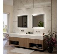 Alasta Atlanta Specchio Bagno LED 100x100cm Antiappannamento, Retroilluminato, Personalizzabile, Rettangolare, Selezione Colore Luce