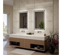 Alasta Atlanta Specchio Bagno LED 90x100cm Antiappannamento, Retroilluminato, Personalizzabile, Rettangolare, Selezione Colore Luce