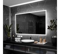 Alasta Boston Specchio Bagno Anti Nebbia 140x100 cm Specchio Bagno con Luce - Specchio da Parete Personalizzabile, Rettangolare con Opzione di Selezione del Colore della Luce