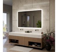 Alasta Boston Specchio Bagno Anti Nebbia 160x70 cm Specchio Bagno con Luce - Specchio da Parete Personalizzabile, Rettangolare con Opzione di Selezione del Colore della Luce