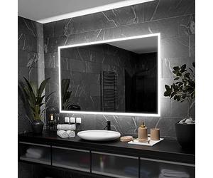 Alasta Boston Specchio Bagno Anti Nebbia 160x90 cm Specchio Bagno con Luce - Specchio da Parete Personalizzabile, Rettangolare con Opzione di Selezione del Colore della Luce