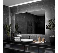 Alasta Dubai Specchio Bagno Anti Nebbia 140x60 cm Specchio Bagno con Luce - Specchio da Parete Personalizzabile, Rettangolare con Opzione di Selezione del Colore della Luce