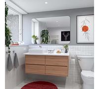 Alasta Elegante Specchio da Bagno, Specchio Orizzontale, Specchio da Parete, Specchio da Appendere - 80x60cm