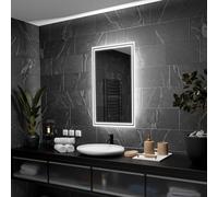 Alasta Vienna Specchio Bagno Anti Nebbia 90x120 cm Specchio Bagno con Luce - Specchio da Parete Personalizzabile, Rettangolare con Opzione di Selezione del Colore della Luce