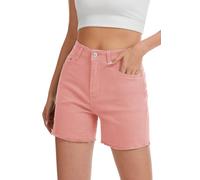 Alaster Queen Pantaloncini da donna elasticizzati in denim, con orlo Raw, 190-rosa, XXL