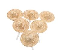 Alasum 10 pezzi Mini Cappelli di Paglia Intrecciati Mano per Bambole con Sottogola Sombrero Miniatura per Casa delle Bambole e Decorazioni DIY