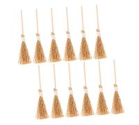 Alasum 12 Pezzi Mini Scope di Strega in Paglia Naturale, Decorazione Scenografica per Halloween, Accessori Ornamentali per Micro Paesaggi e Casa delle Bambole