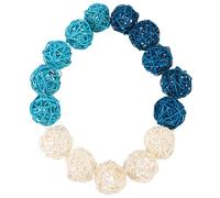 Alasum 15 Palline Decorative in Rattan Blu Bianco 5 Cm Sfere di Vimini Artigianali per Arredamento Casa Soggiorno e Bagno, Accessori Profumati Naturali per Diffusore di Oli Essenziali,