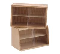 Alasum 2 pezzi Mobili in miniatura per casa delle bambole 1/12 Mobiletto per dolci - Contenitore espositivo in legno con scorrevole, accessorio decorativo per armadietto da panetteria