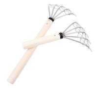 Alasum 2 pezzi Rastrello Manuale Denti in Acciaio 304 per Scavo Frutti di Mare e Gusci Leggero e Pratico per Spiaggia e Orto Manico in Legno Antiscivolo