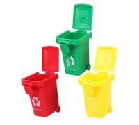 Alasum 3 pezzi Mini Bidoni della Spazzatura per Plastica Robusta Giocattolo Educativo per Riciclo e Raccolta Differenziata Miniatura per Asilo e Casa delle Bambole