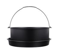 Alasum Accessori per Friggitrice con Teglia Pizza Set 2 e Cestello Torta in al Carbonio Nero, Compatibile con Friggitrici 3,5-5,8qt