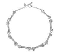 Alasum Collana Ciondolo a Forma di Ossa in Rame e Cristalli Argento, Design Minimalista Raffinato, per Halloween e Idea per Moglie o Persona