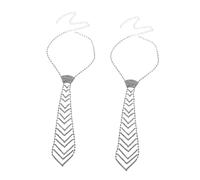Alasum Collana Cravatta in Lega di Rame con Strass a Forma di Freccia Regolabile 2 Pezzi Design alla Moda Argento per Matrimonio e Feste Unisex